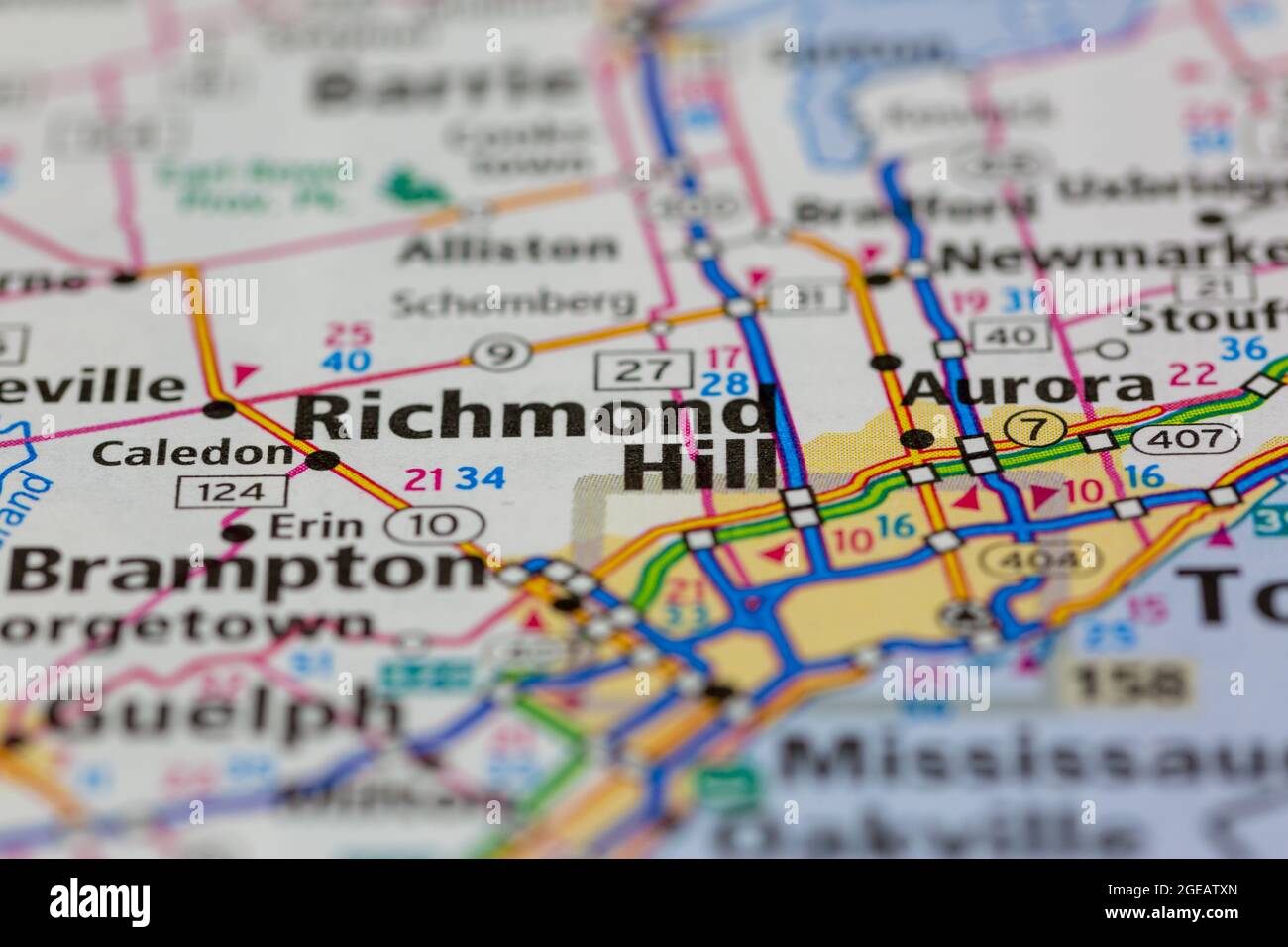 Richmond Hill Ontario Canada shown on a road map or Geography map Stock Photo