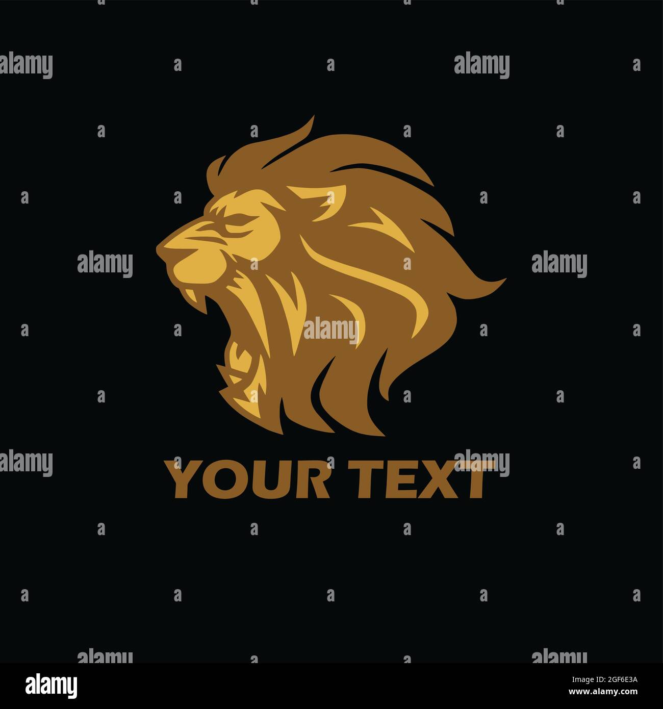 Angry Lion Gold Logo Stock Vector