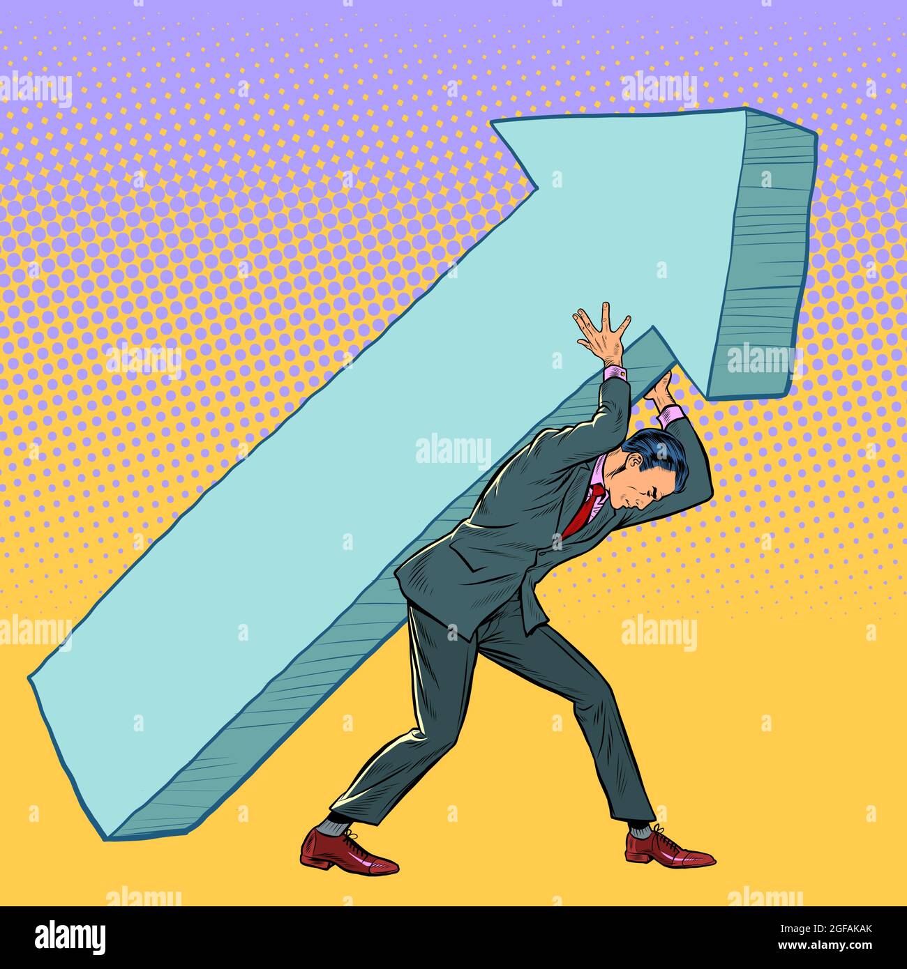 businessman carries an arrow. direction motivation signpost business Stock Vector