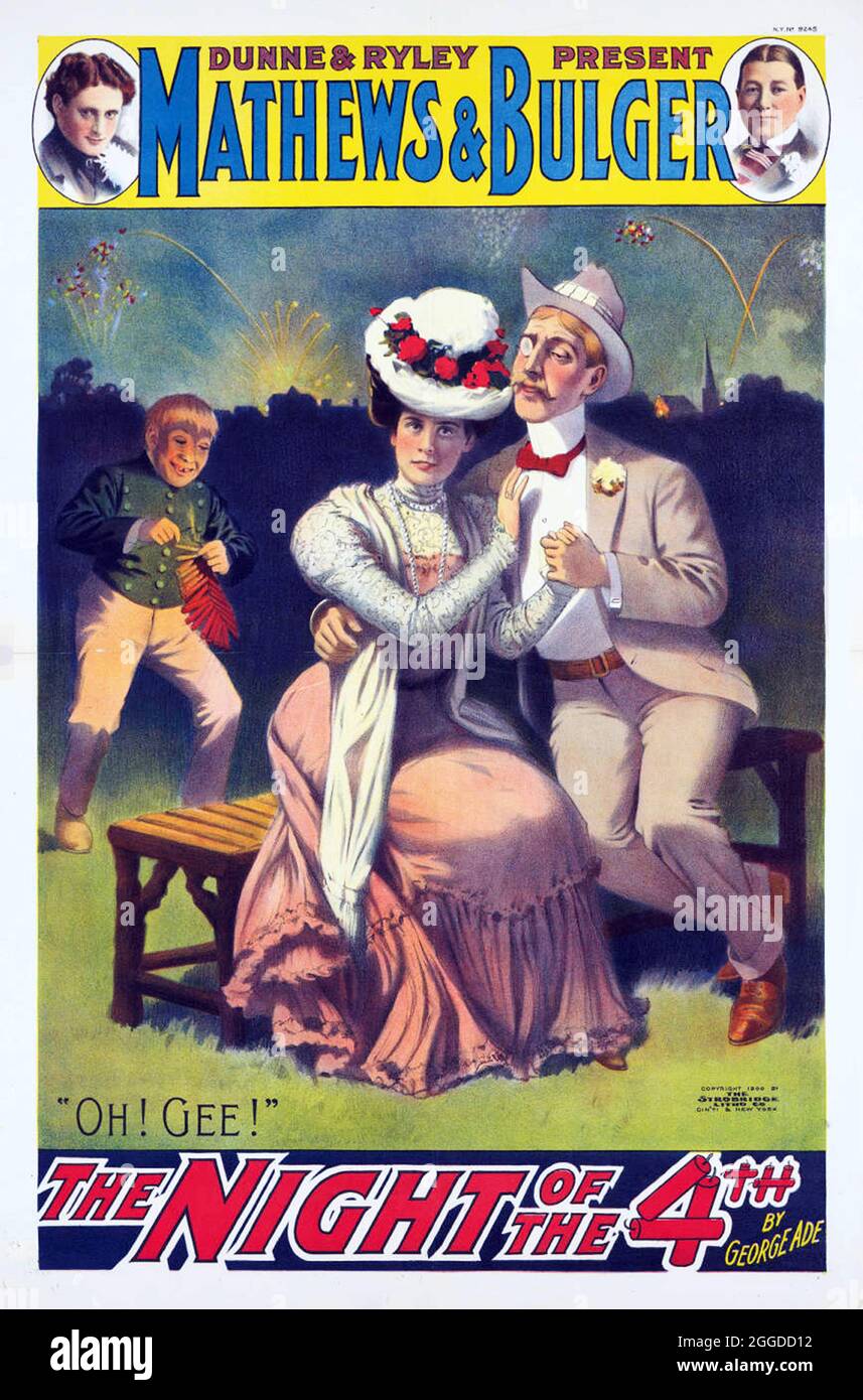 Click On Vintage American silent movie poster - 'The Night of the 4th' 1910s Stock Photo