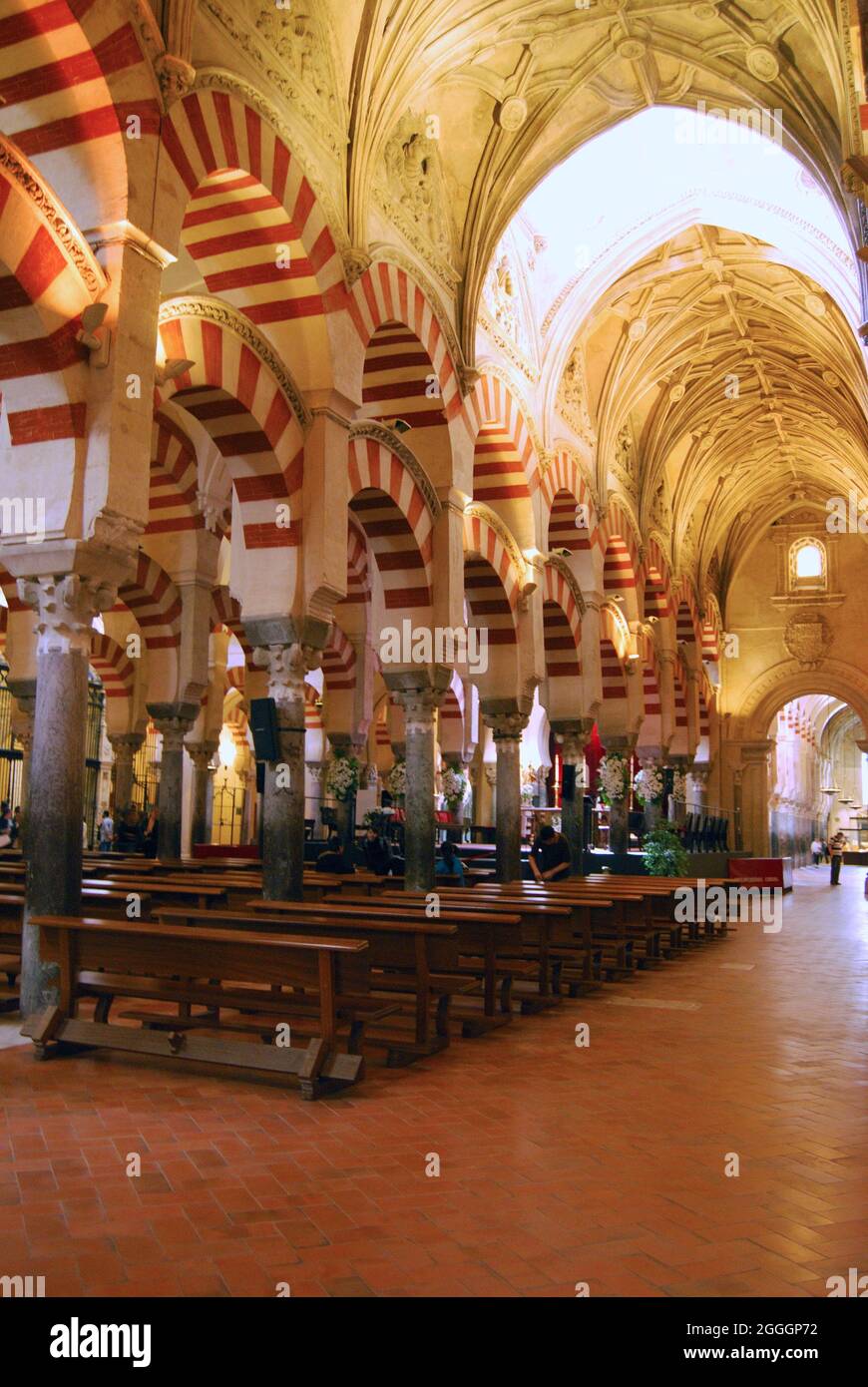 Arches within the Prayer Hall of the Mezquita (Mosque), Cordoba, Spain. Stock Photo