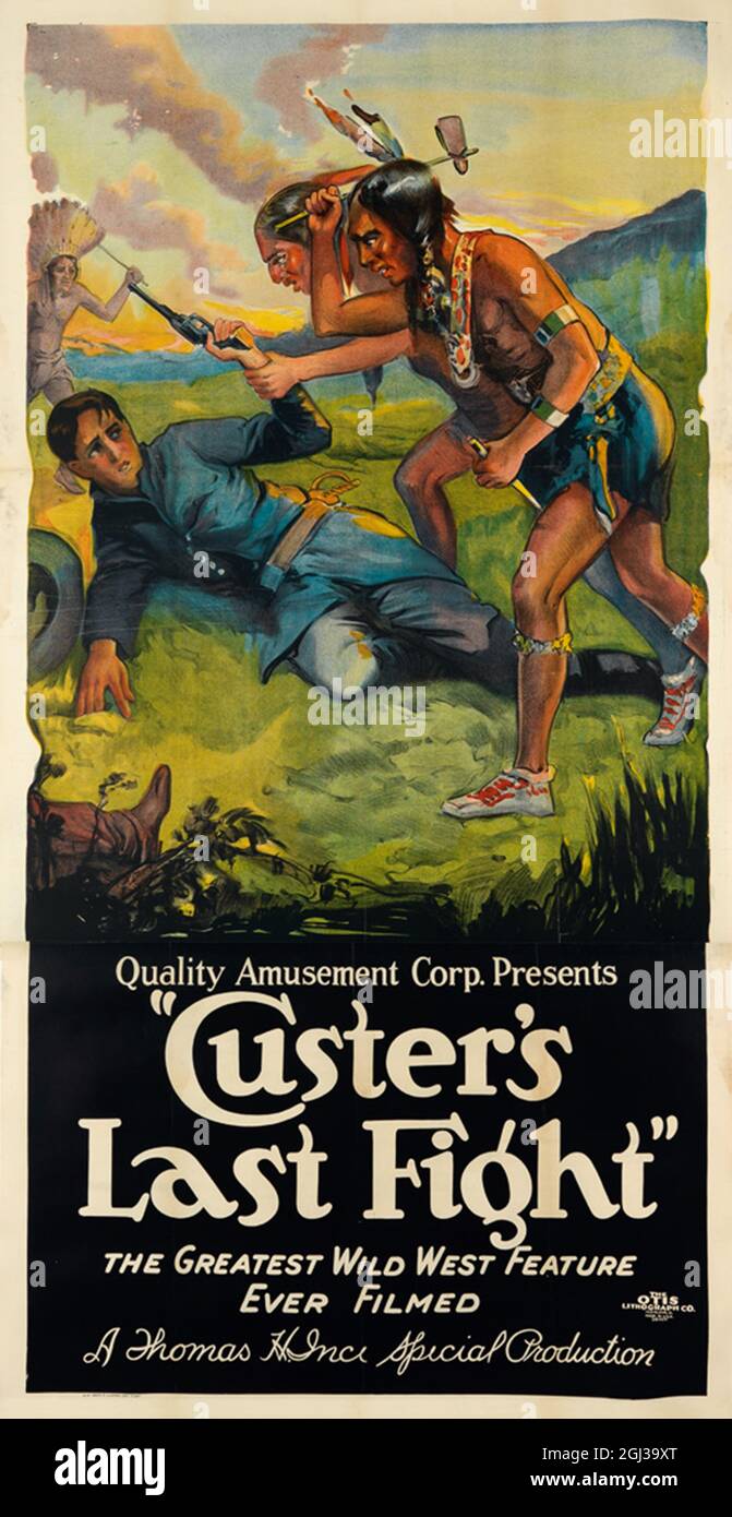 Click On Vintage Vintage American film poster - 'Custer's Last Fight' 1910s Stock Photo