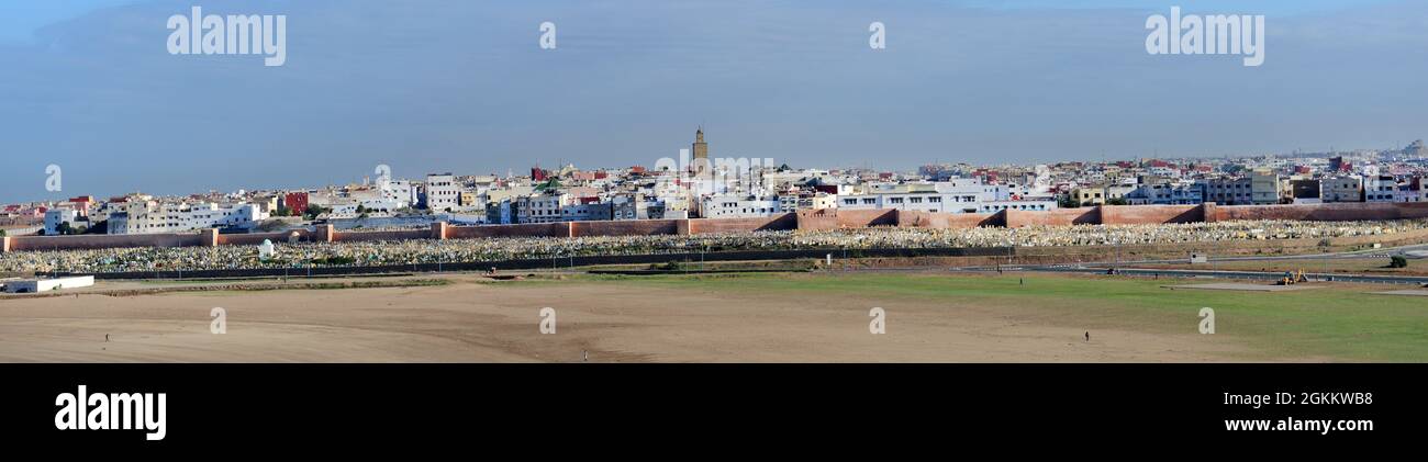 A view of Salé as seen from Rabat, Morocco. Stock Photo