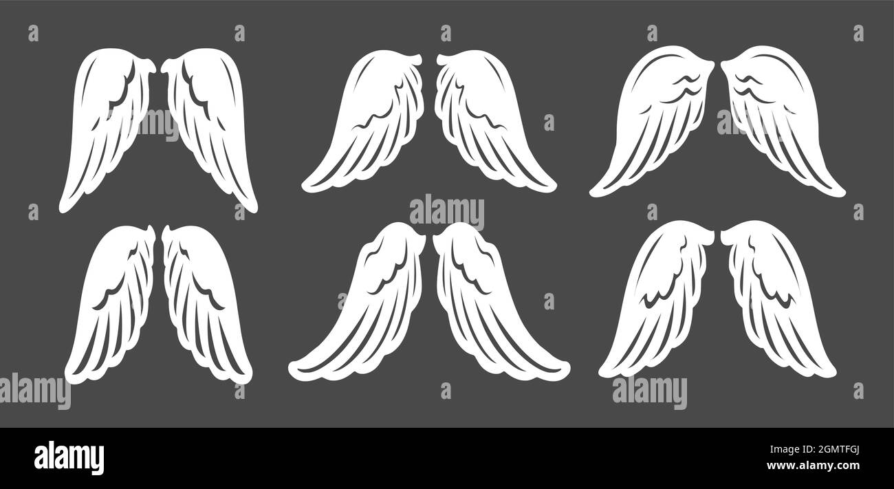 Angel wings set. Design graphic element. Template for logo. Vector illustration Stock Vector