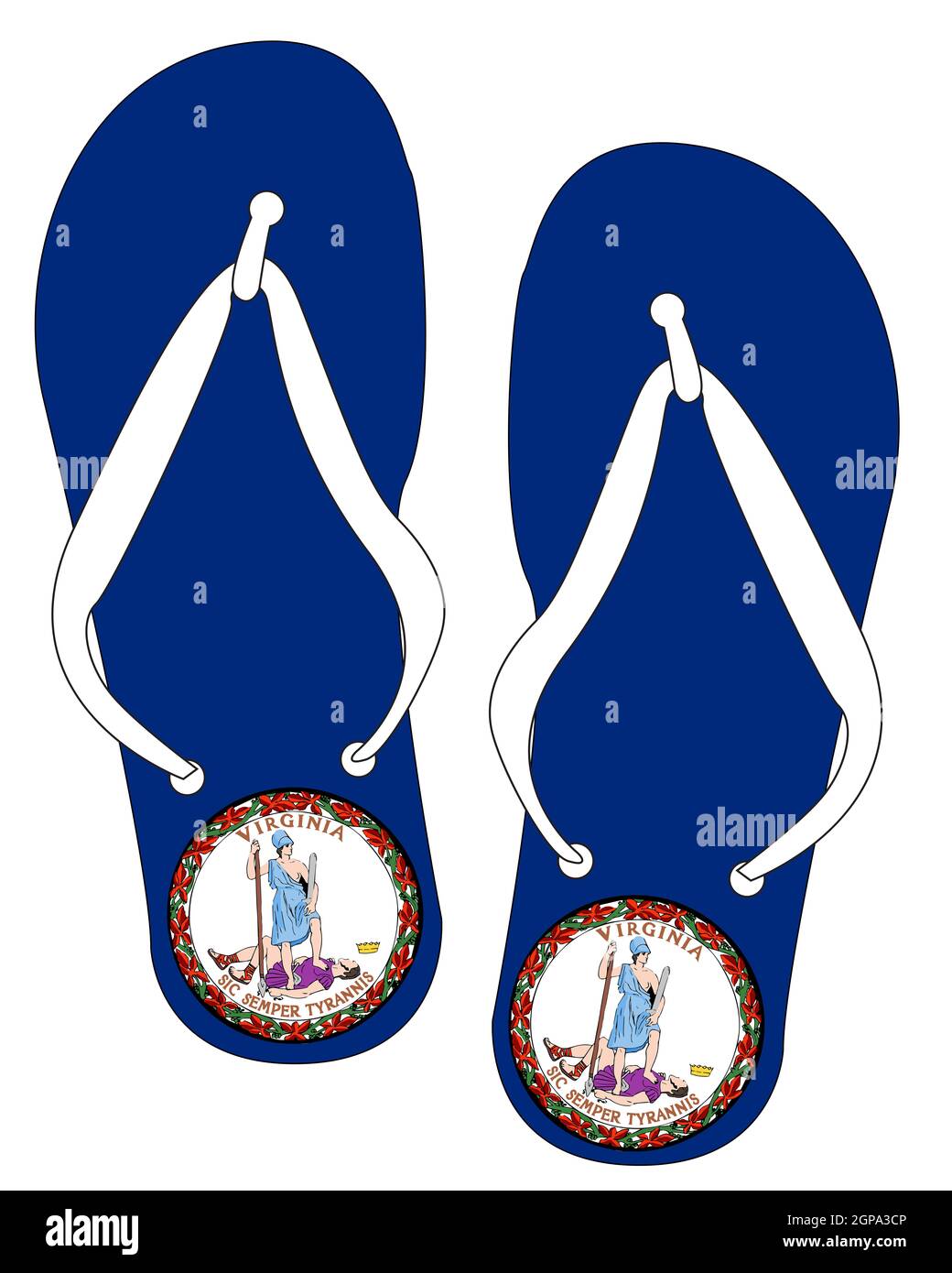 Virginia State Flag flip flop shoe silhouette on a white background Stock Photo