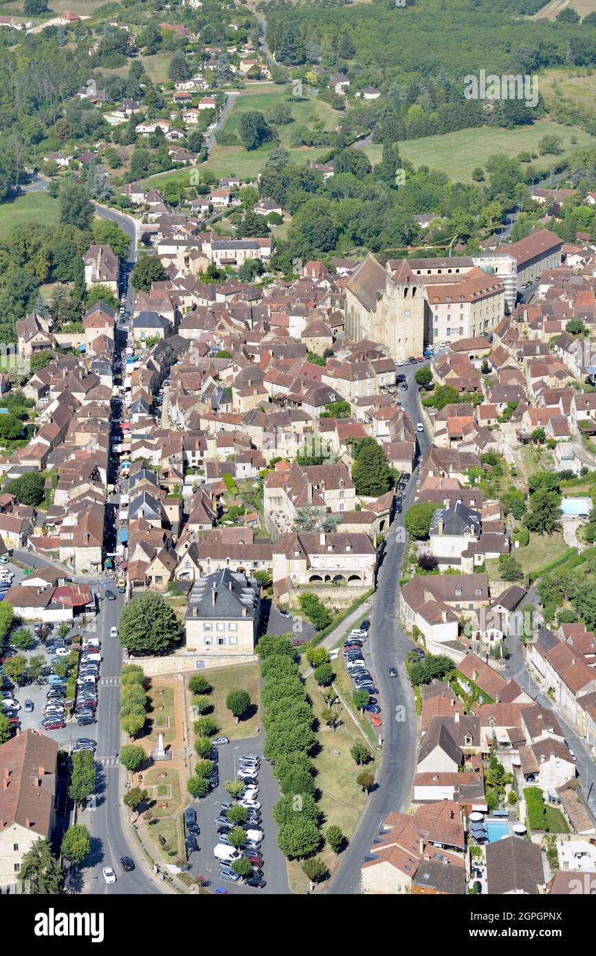 France, Dordogne, village of Saint-Cyprien (aerial view) Stock Photo