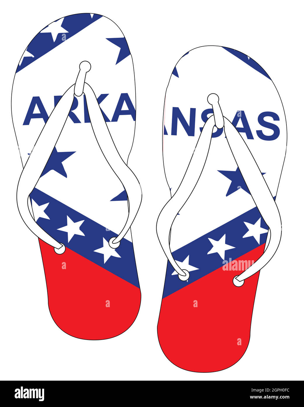 Arkansas State Flag Flip Flop Shoes Stock Vector