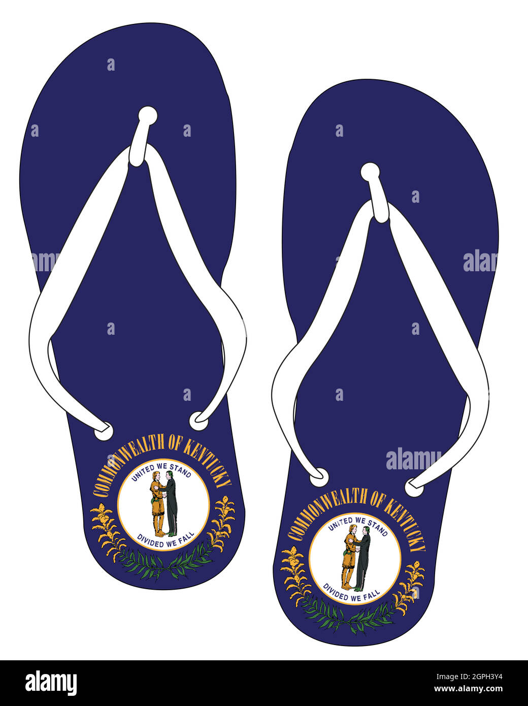 Kentucky State Flag Flip Flop Shoes Stock Vector