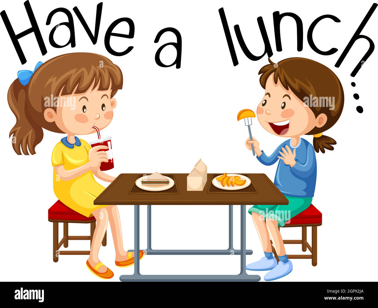 Girls are Having a Lunch Stock Vector