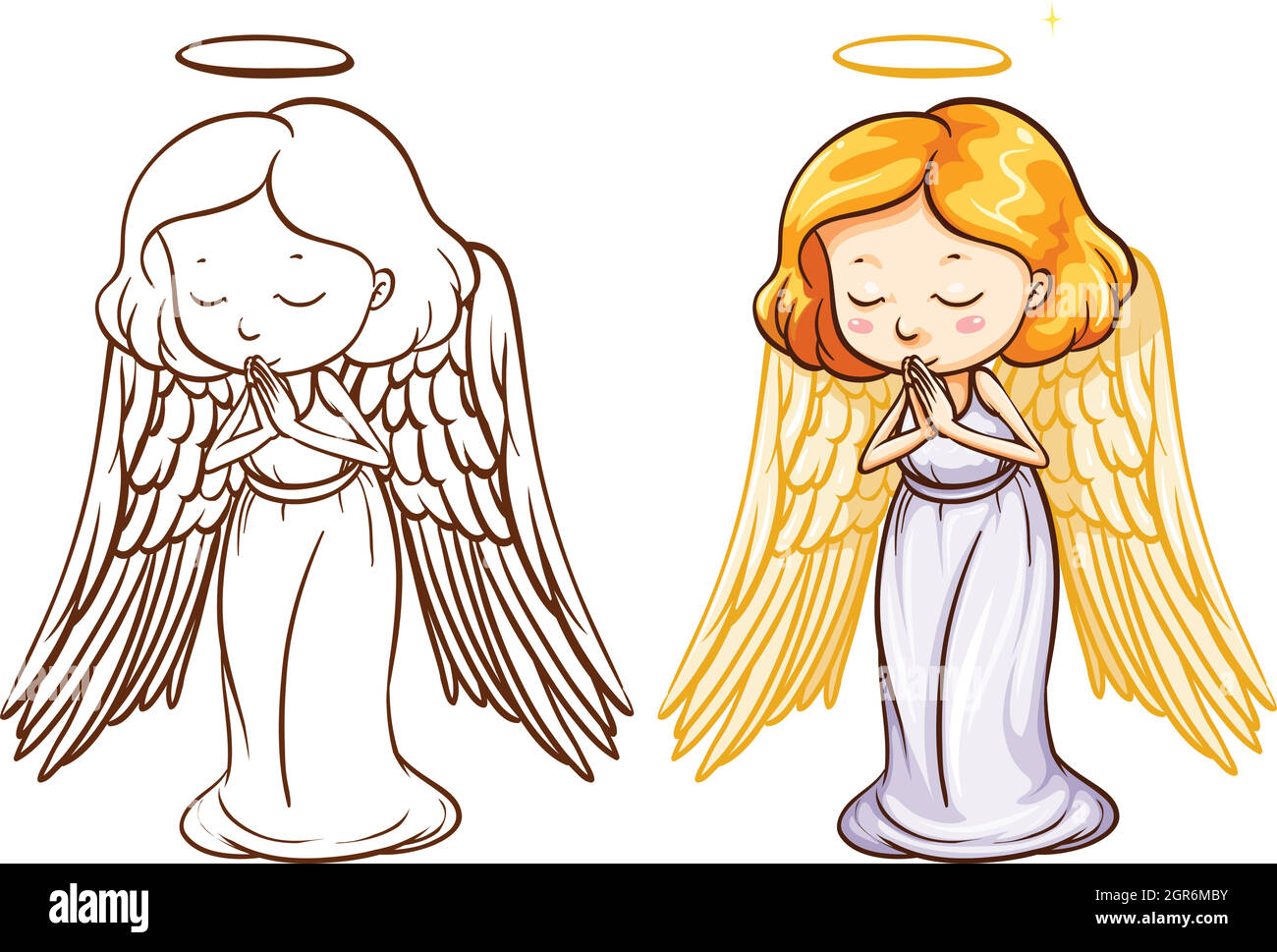 Two sketches of an angel Stock Vector