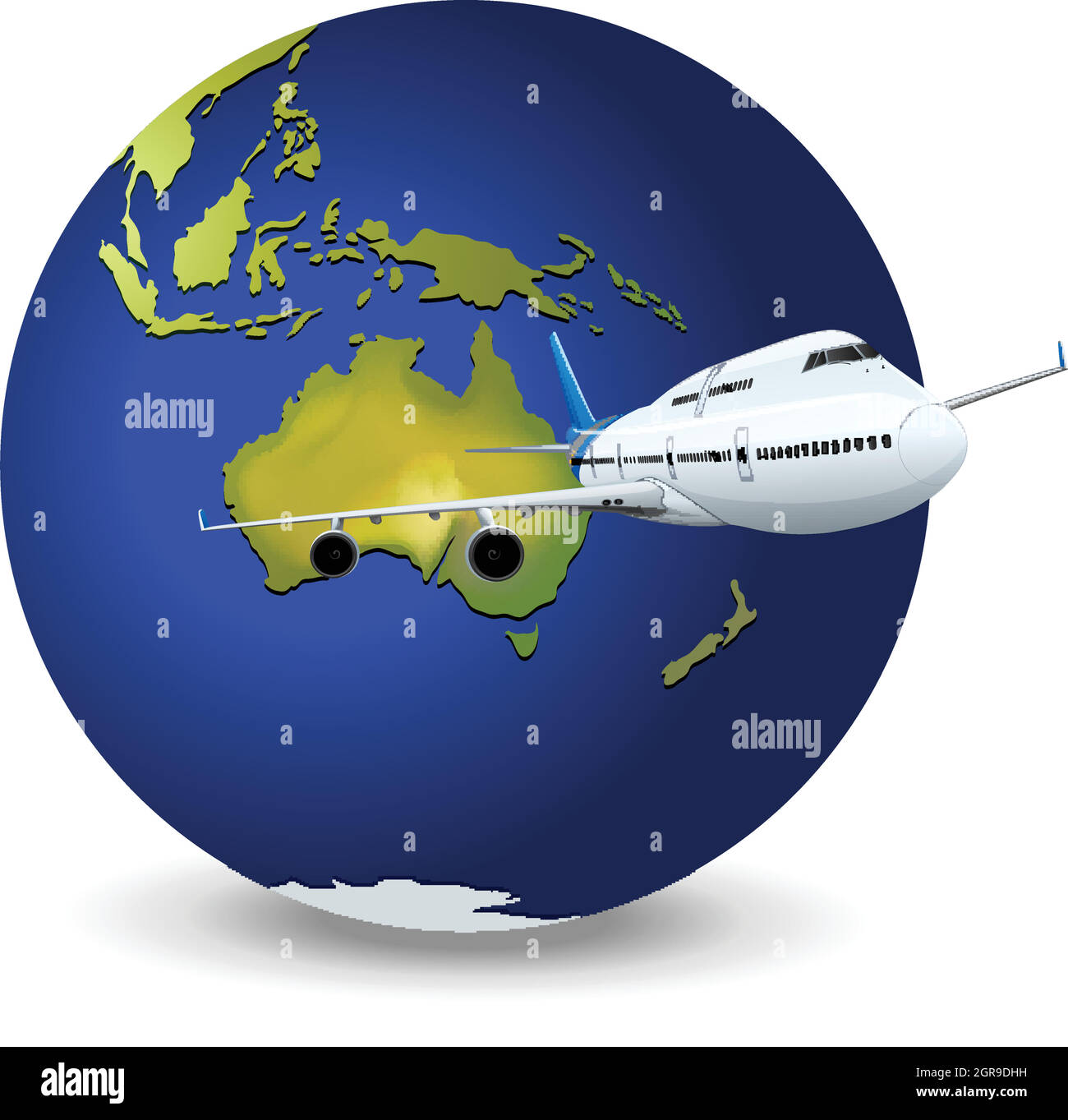 Earth globe and airplane Stock Vector