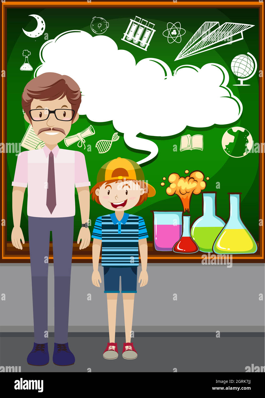 Illustration cartoon teacher in classroom Stock Vector Images - Alamy