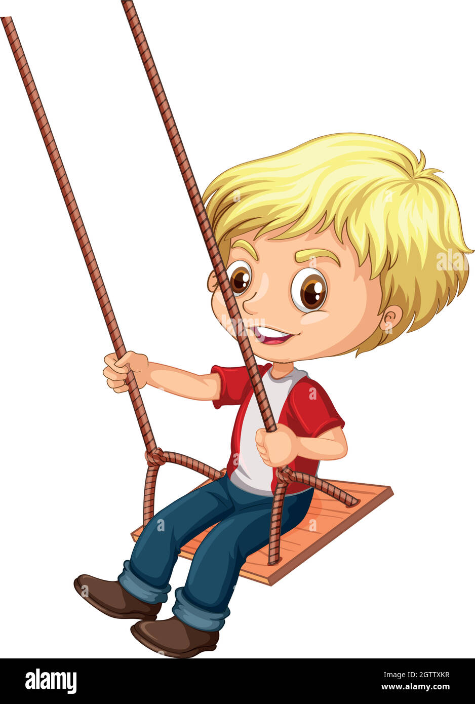 A boy sitting on swing Stock Vector