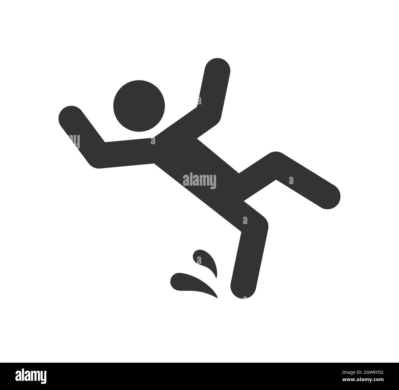 Caution wet floor sign. A man falling down. Slippery floor sign. A sign warning of danger. Vector illustration isolated on white background Stock Vector