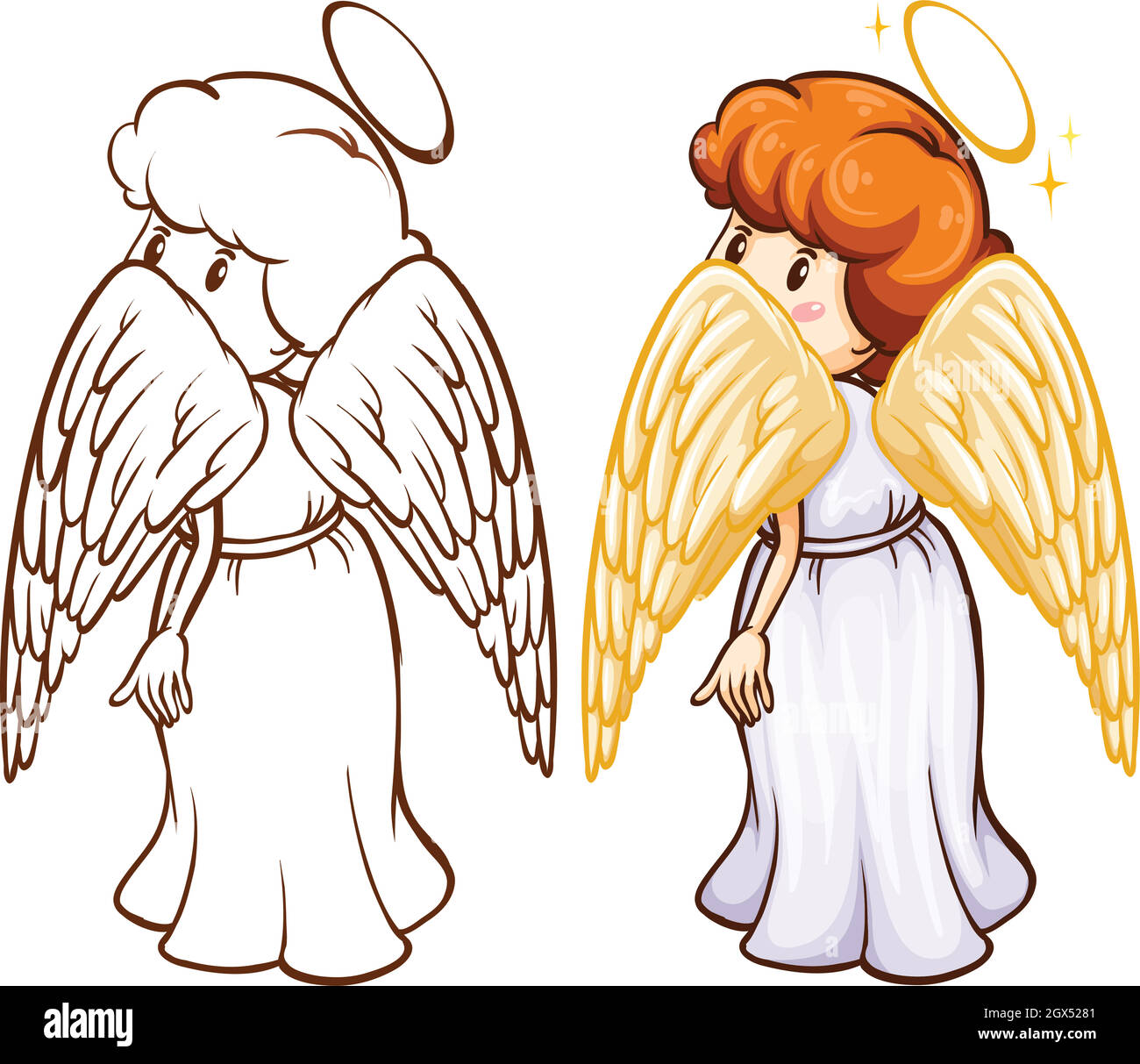 Two sketches of an angel Stock Vector