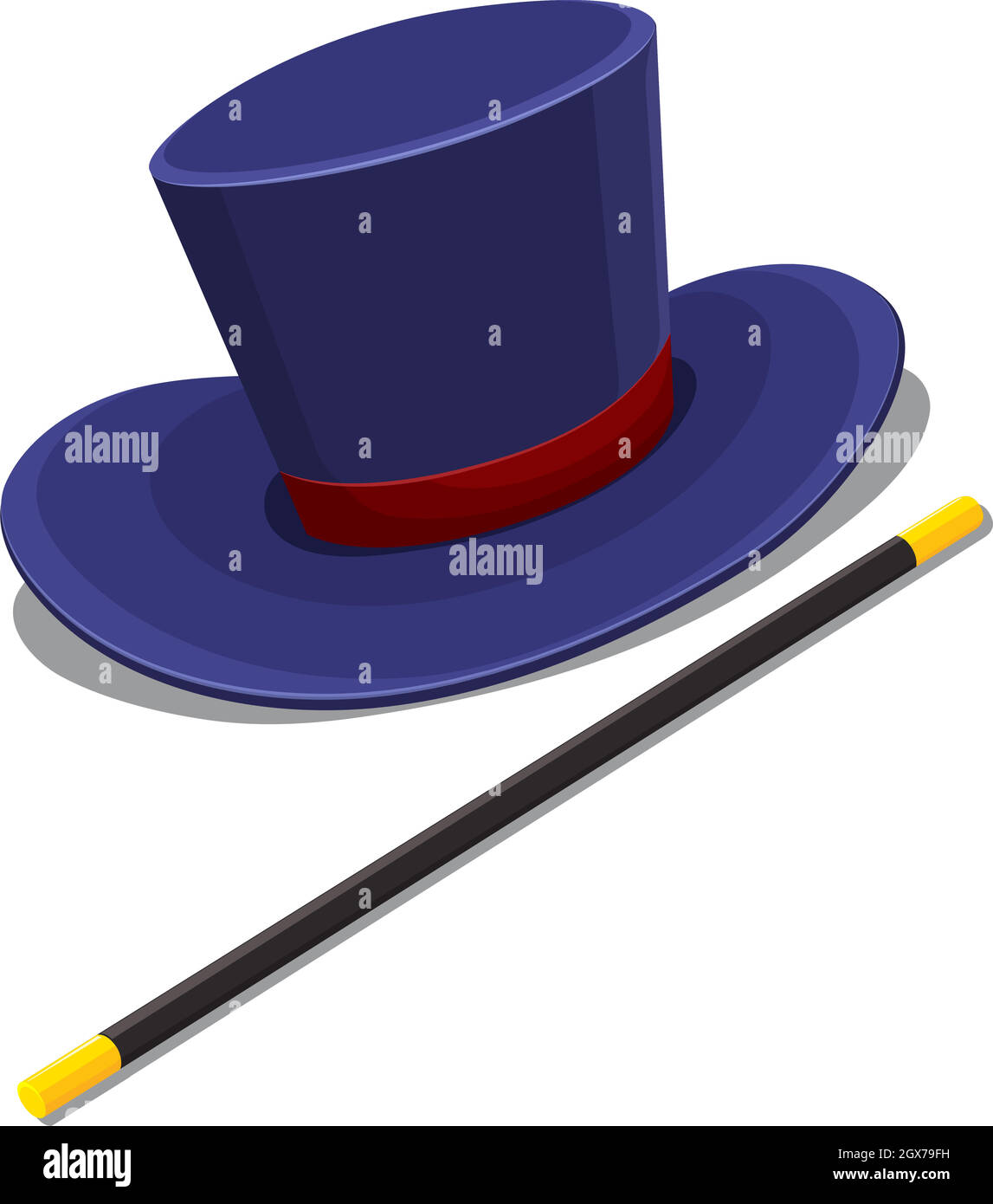 Magician hat and magic wand Stock Vector