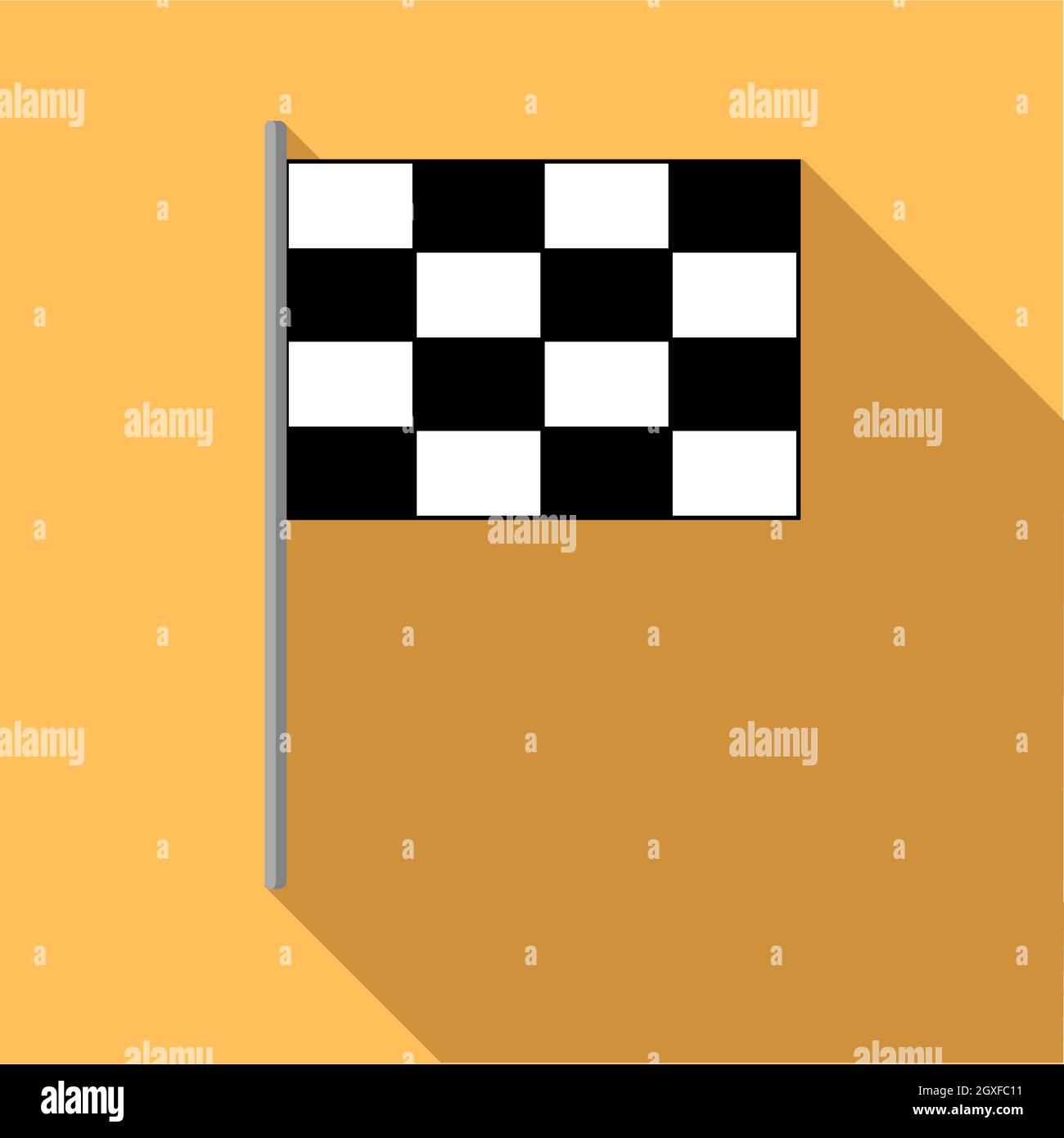 Checkered golf flag icon in flat style on a pale orange background Stock Photo