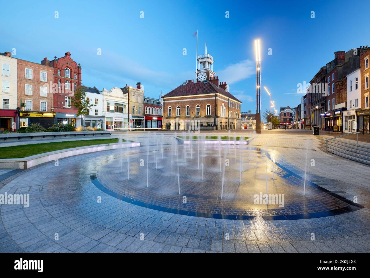 Fountain and Town Hall, Stockton on Tees Stock Photo