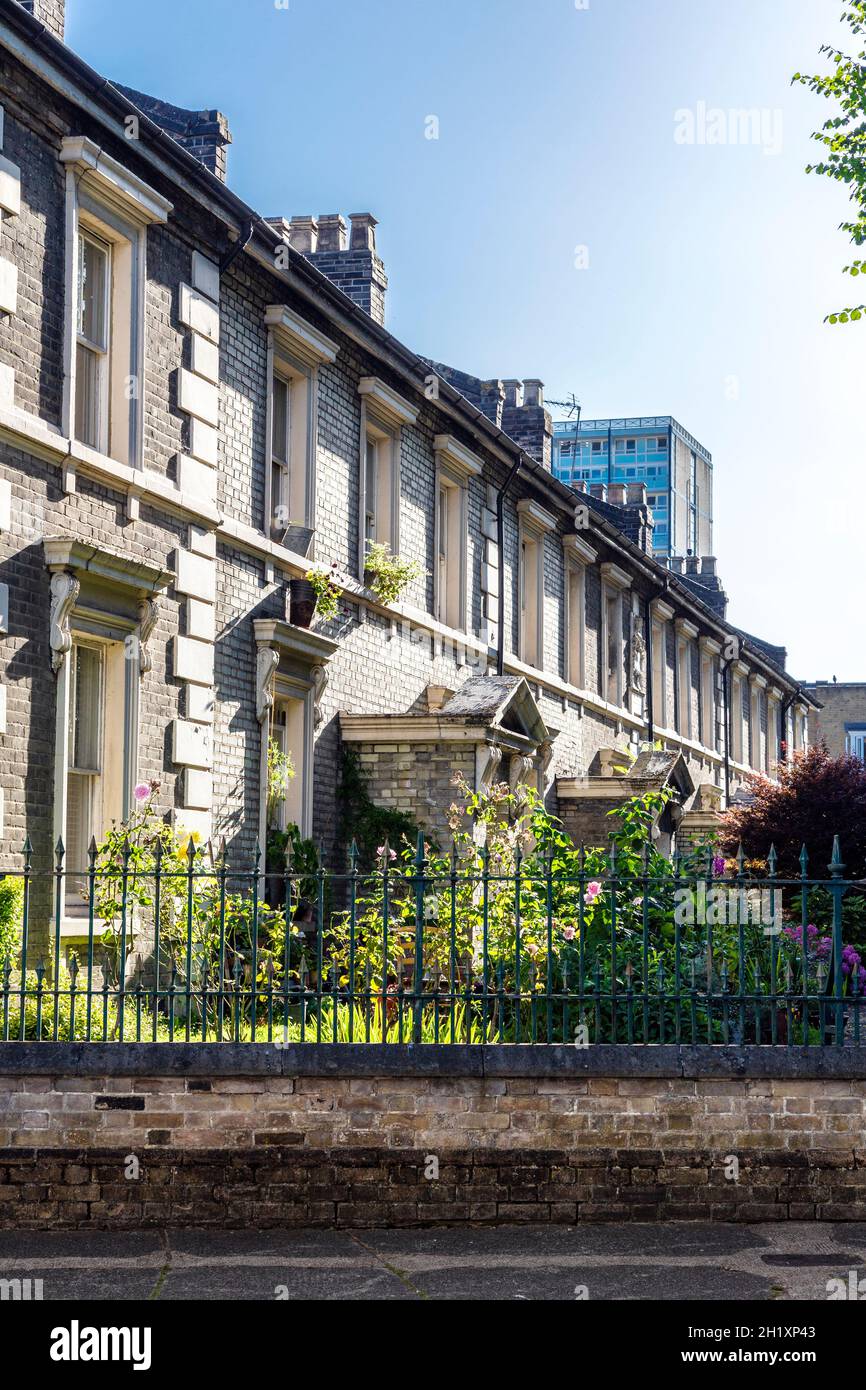 Lady Mico’s Almshouses, terraced houses build for poor widows in 17th century, Stepney Green, London, UK Stock Photo