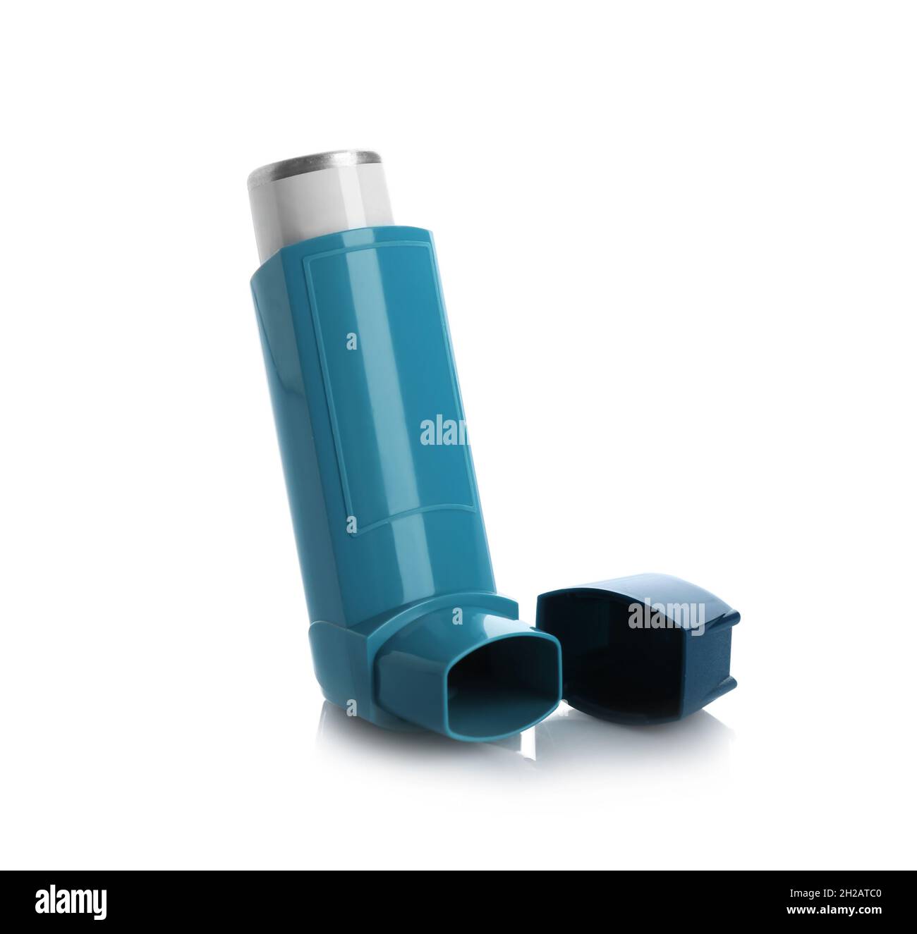 Portable asthma inhaler device on white background Stock Photo - Alamy