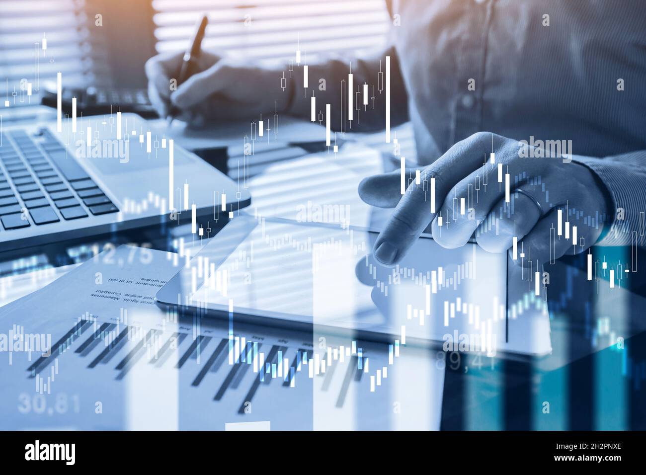 financial background, money and finance concept with charts, fintech Stock Photo