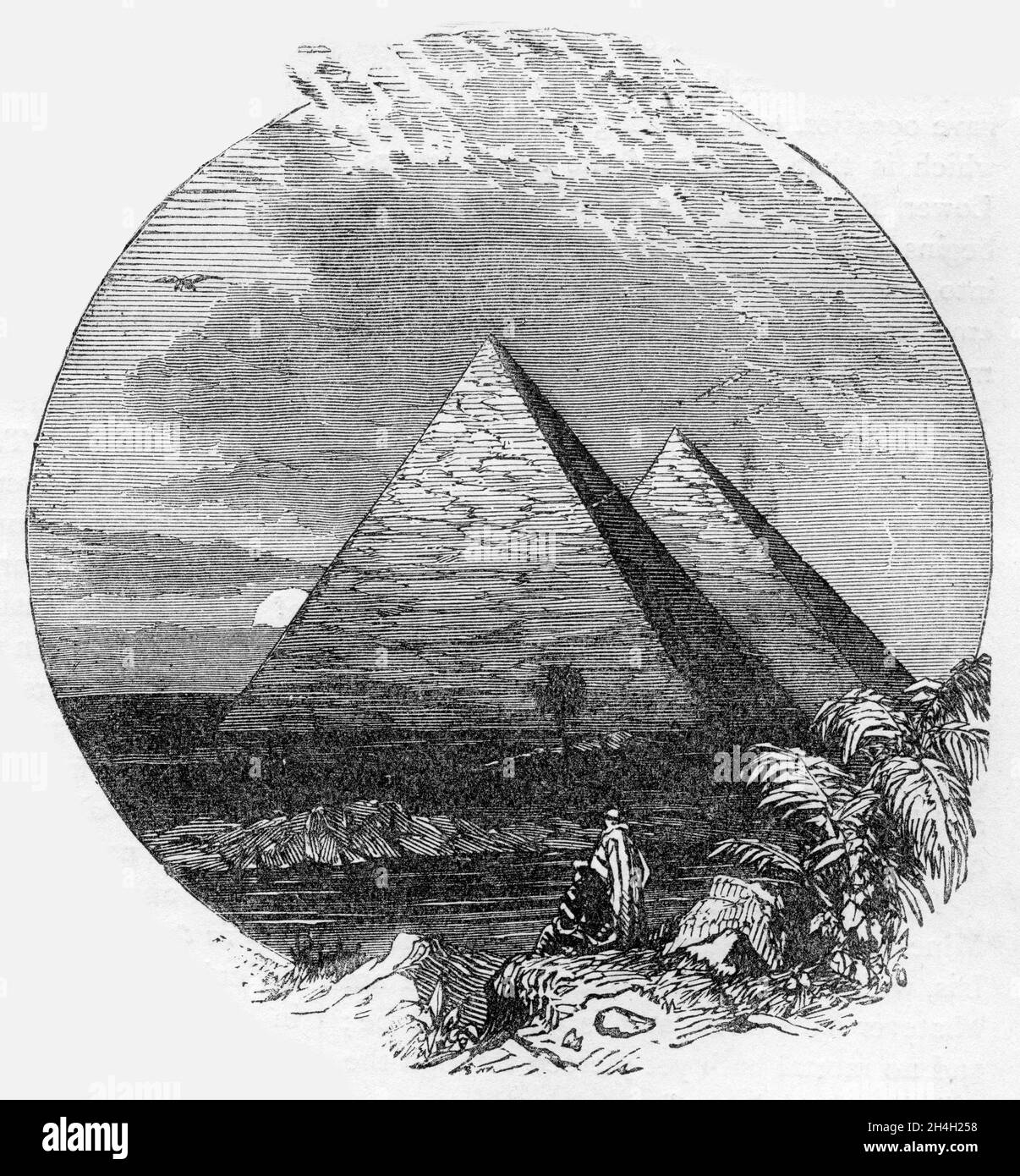 Engraving of the great pyramid in Egypt, from a publication circa 1880 Stock Photo