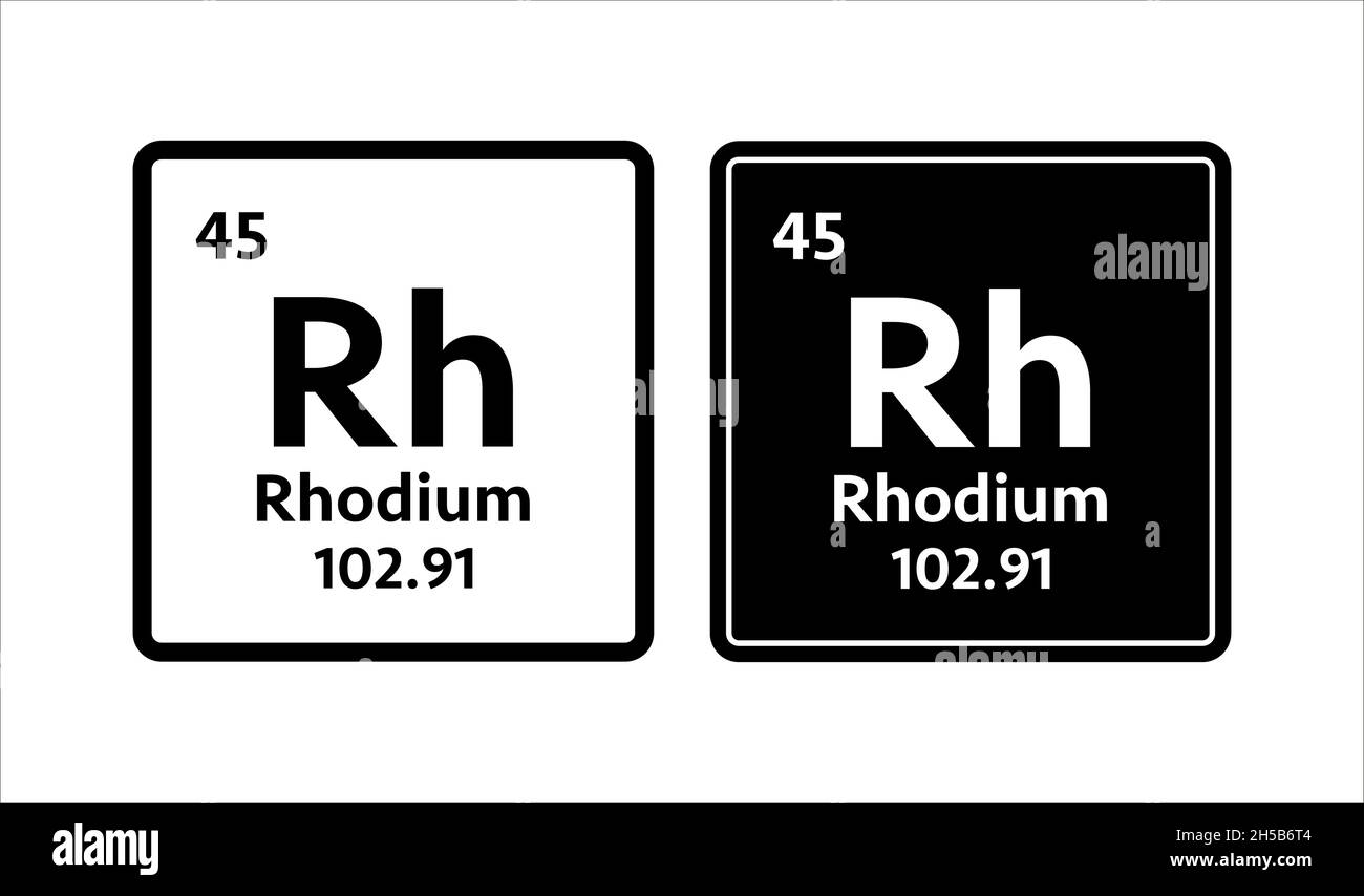 Rhodium symbol. Chemical element of the periodic table. Vector stock illustration Stock Vector