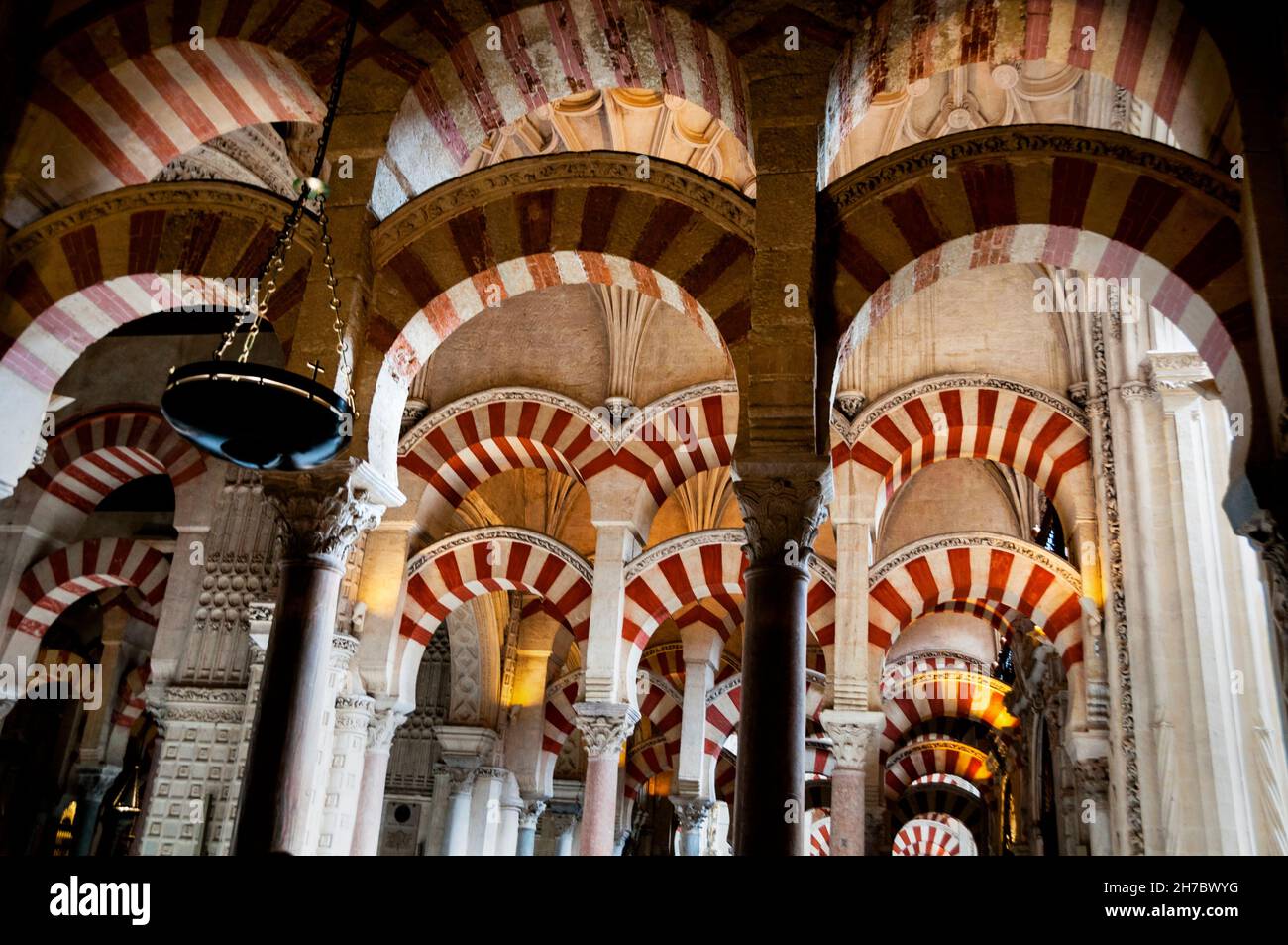 Arches of the Great Mosque of Córdoba, Spain. Stock Photo