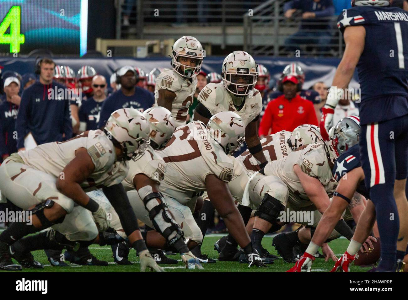 East Rutherford, United States of America. 11 December, 2021. The U.S. Military Academy football players on field during the annual Army-Navy football game at Metlife Stadium December 11, 2021 in East Rutherford, New Jersey. The U.S. Naval Academy Midshipmen defeated the Army Black Knights 17-13 in their 122nd matchup.  Credit: CDT Tyler Williams/US Army/Alamy Live News Stock Photo