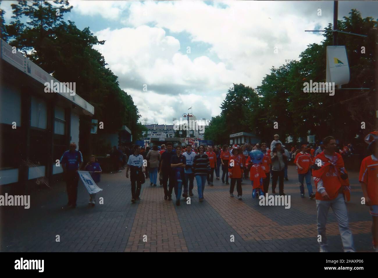 Supporters on Wembley Way ahead of the 2000 Championship Play-off Final between Barnsley and Ipswich Town at Wembley Stadium, UK Stock Photo