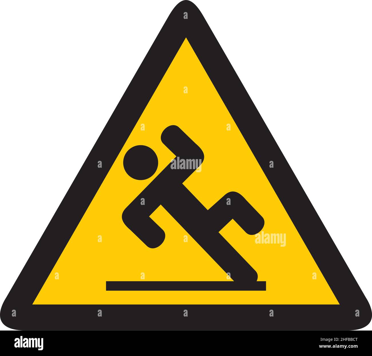 Wet floor sign (slippery warning symbol). Vector illustration. Stock Vector