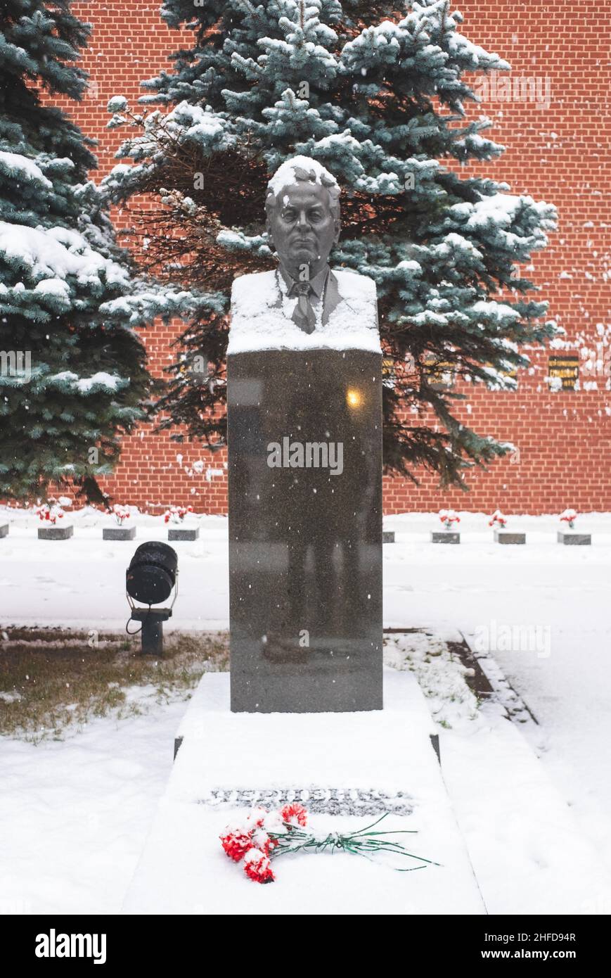 December 5, 2021. The grave of Soviet politician and the fifth General Secretary of the Communist Party of the Soviet Union Konstantin Chernenko in th Stock Photo