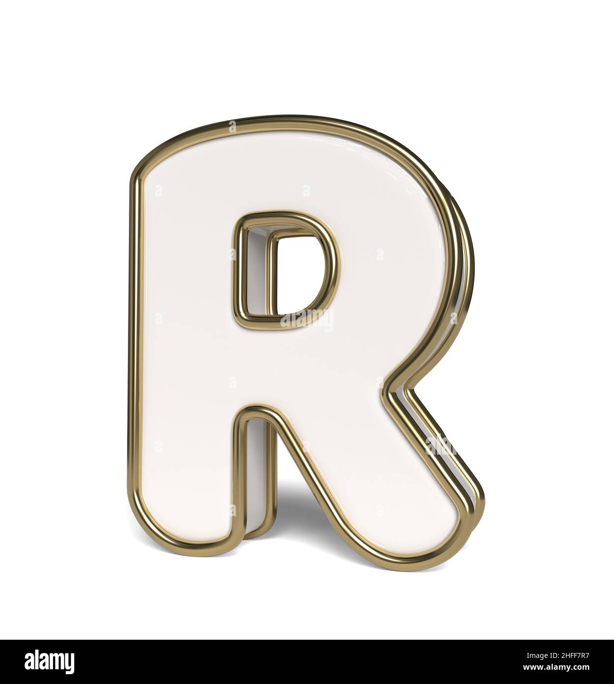 Elegant white alphabet. Letter R. 3D rendering. Stock Photo