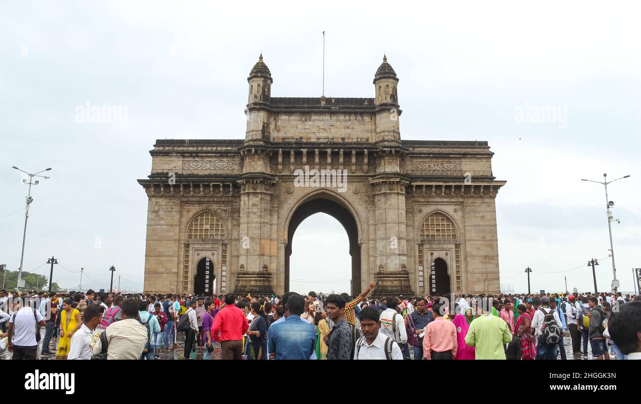 Gateway of India, During Monsoon Mumbai, Maharashtra, India. Stock Photo