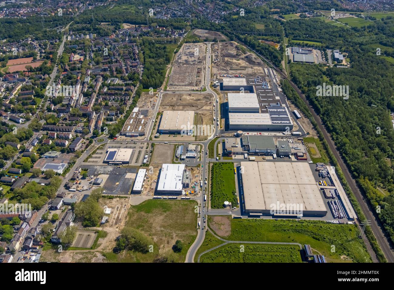 Aerial photo, Schalker Verein, Gelsenkirchen-Bulmke-Hüllen, Gelsenkirchen, Ruhr area, North Rhine-Westphalia, Germany, DE, Europe, birds-eyes view, ae Stock Photo