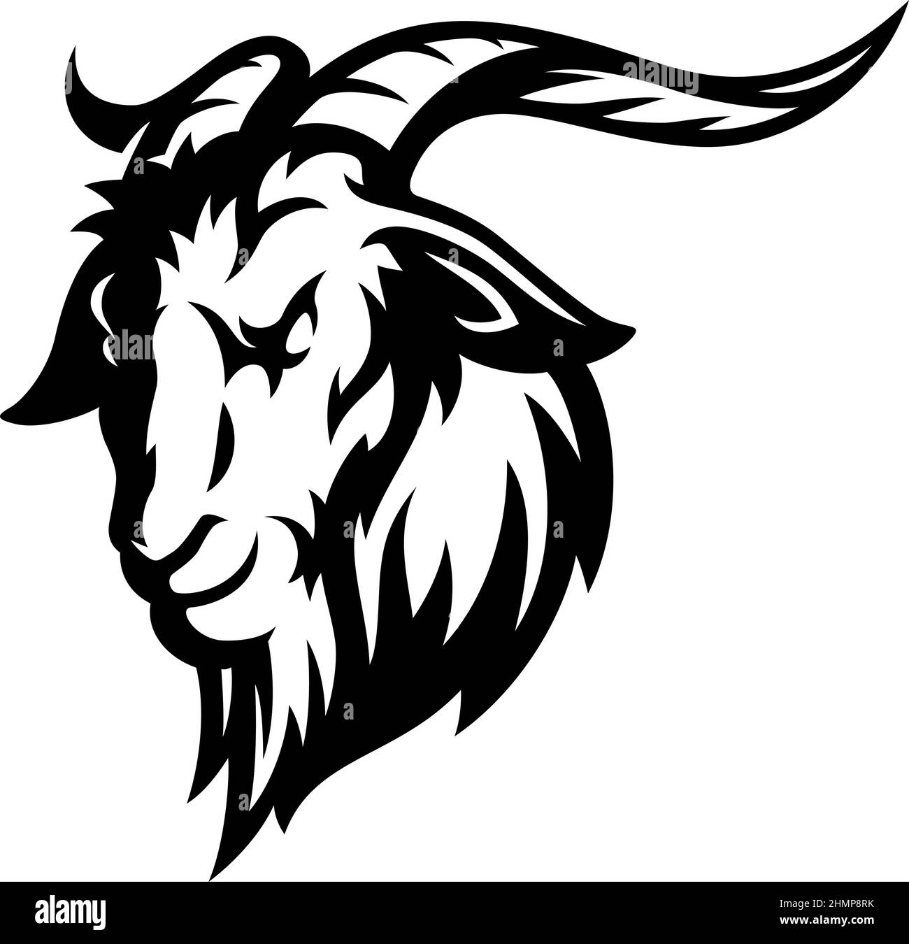 Head of Aggressive Male Goat Stock Vector