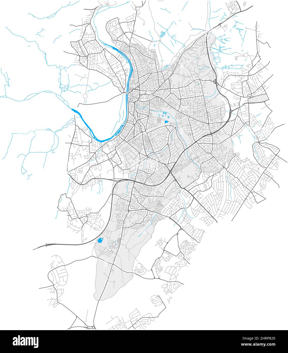 Kingston upon Thames, Greater London, United Kingdom, high detail vector map with city boundaries and editable paths. White outlines for main roads. M Stock Vector