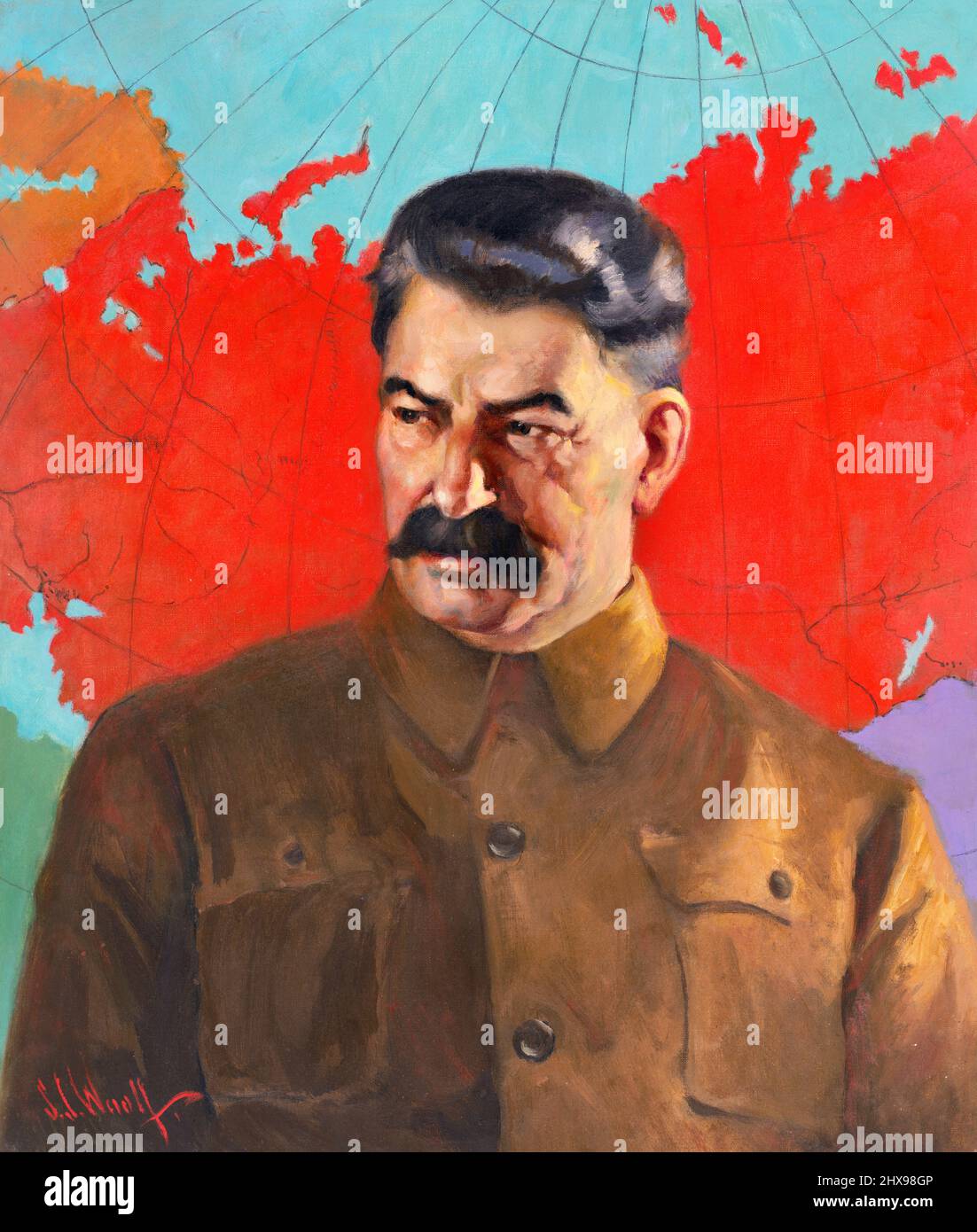 Joseph Stalin, Premier and General Secretary of the Central Committee of the Communist Party of the Soviet Union. Portrait by Samuel Johnson Woolf, oil on canvas, 1937 Stock Photo