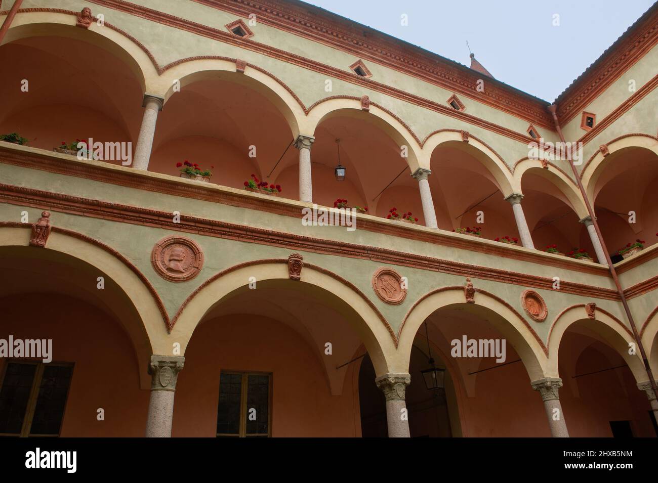 Europe, Italy, Piacenza - Emilia Romagna region. The castle of Rivalta with the fortified walls Stock Photo