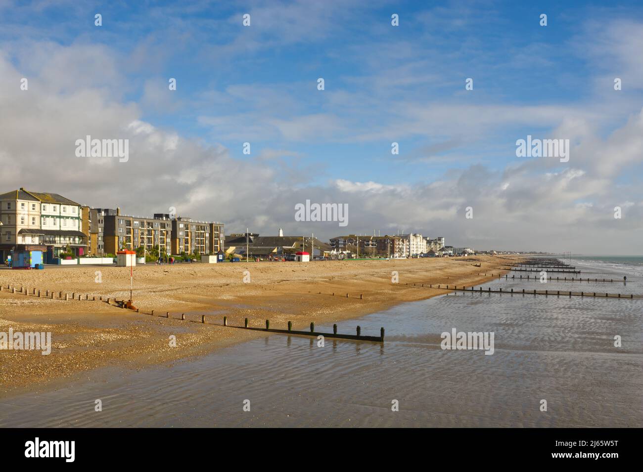 Seafront and shingle beach at Bognor Regis in West Sussex, England Stock Photo