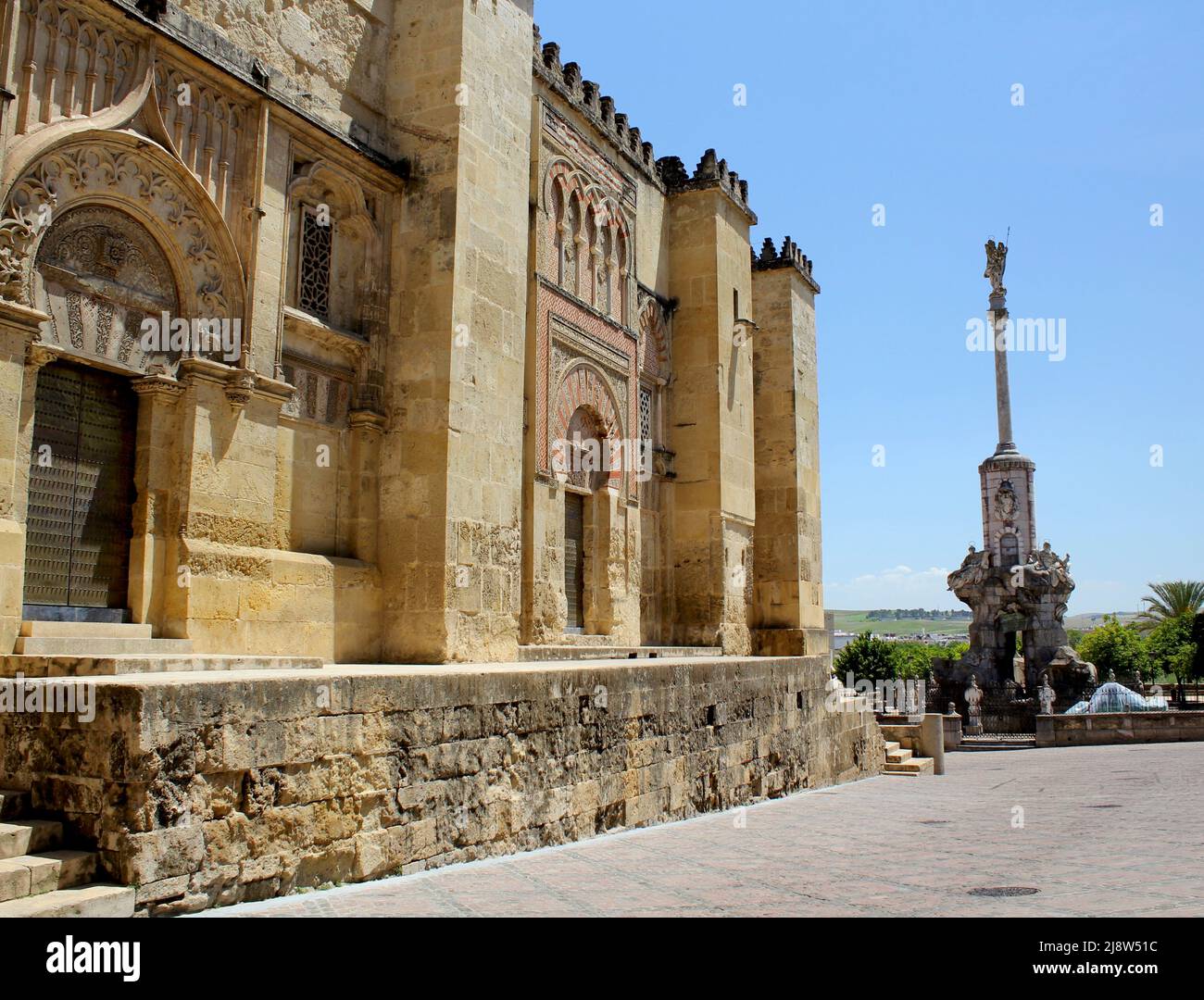 The external walls and doors of the Islamic Mezquita in Cordoba Stock Photo