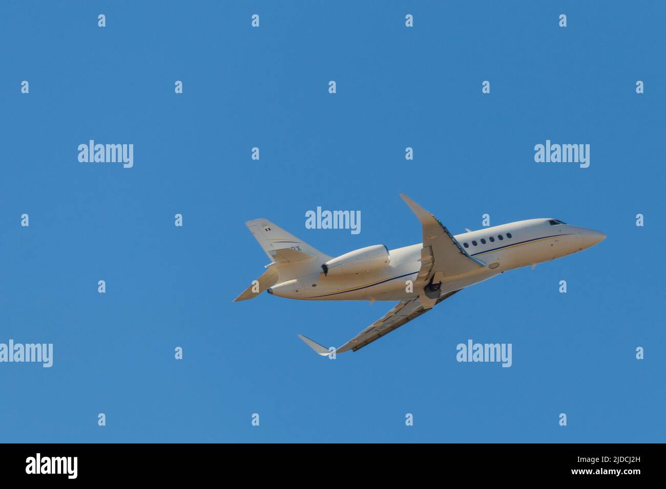 Dassault Falcon Taking Off From Almeria Airport, Almeria province, Andalucía, Spain Stock Photo