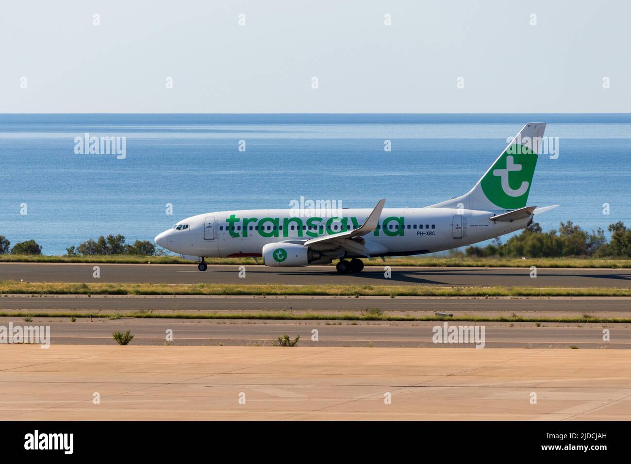 Transavia Boeing 737-700 Landing at Almeria Airport Stock Photo