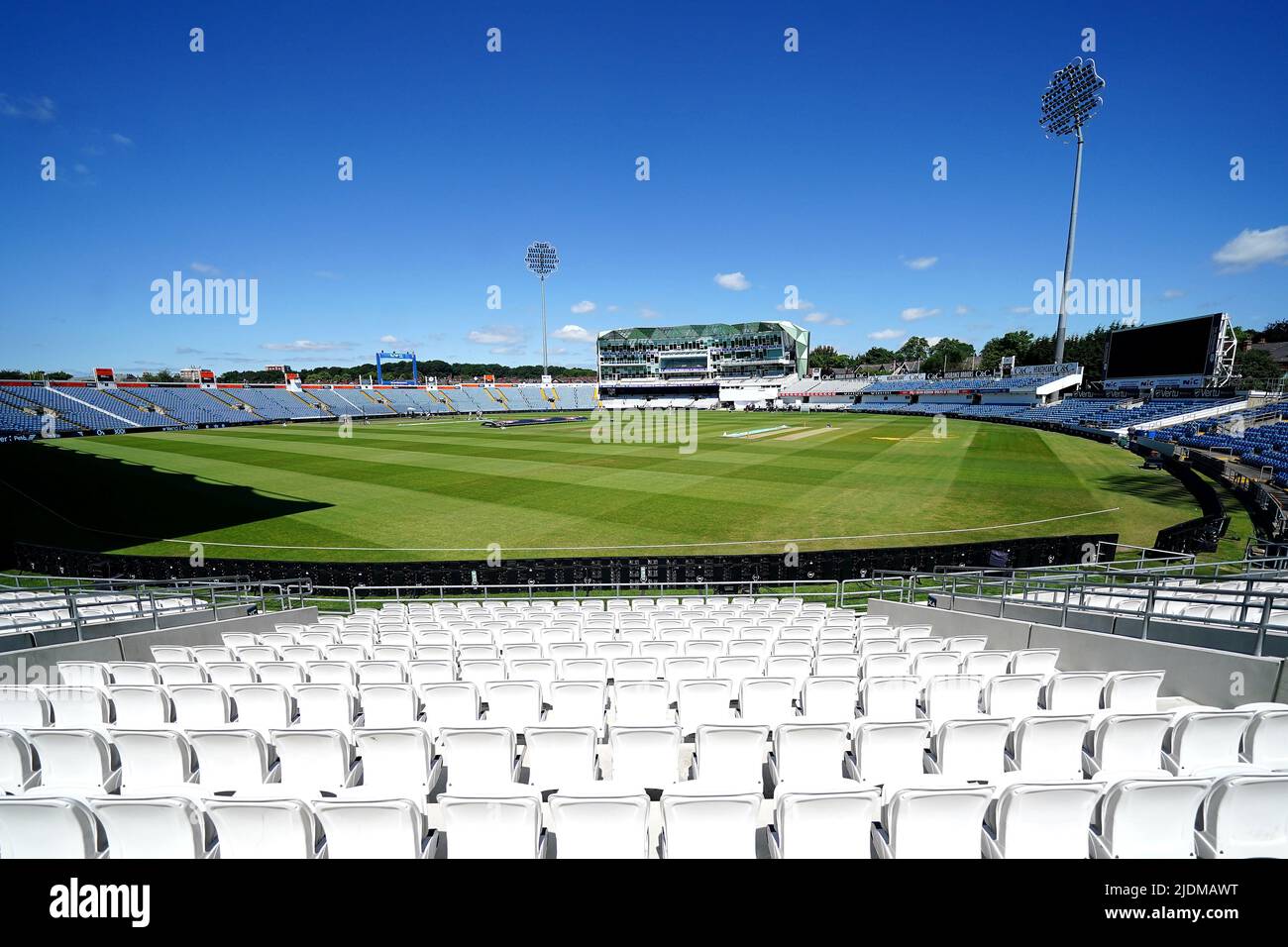 General view of the ground during a nets session at Emerald Headingley Stadium, Leeds. Picture date: Wednesday June 22, 2022. Stock Photo