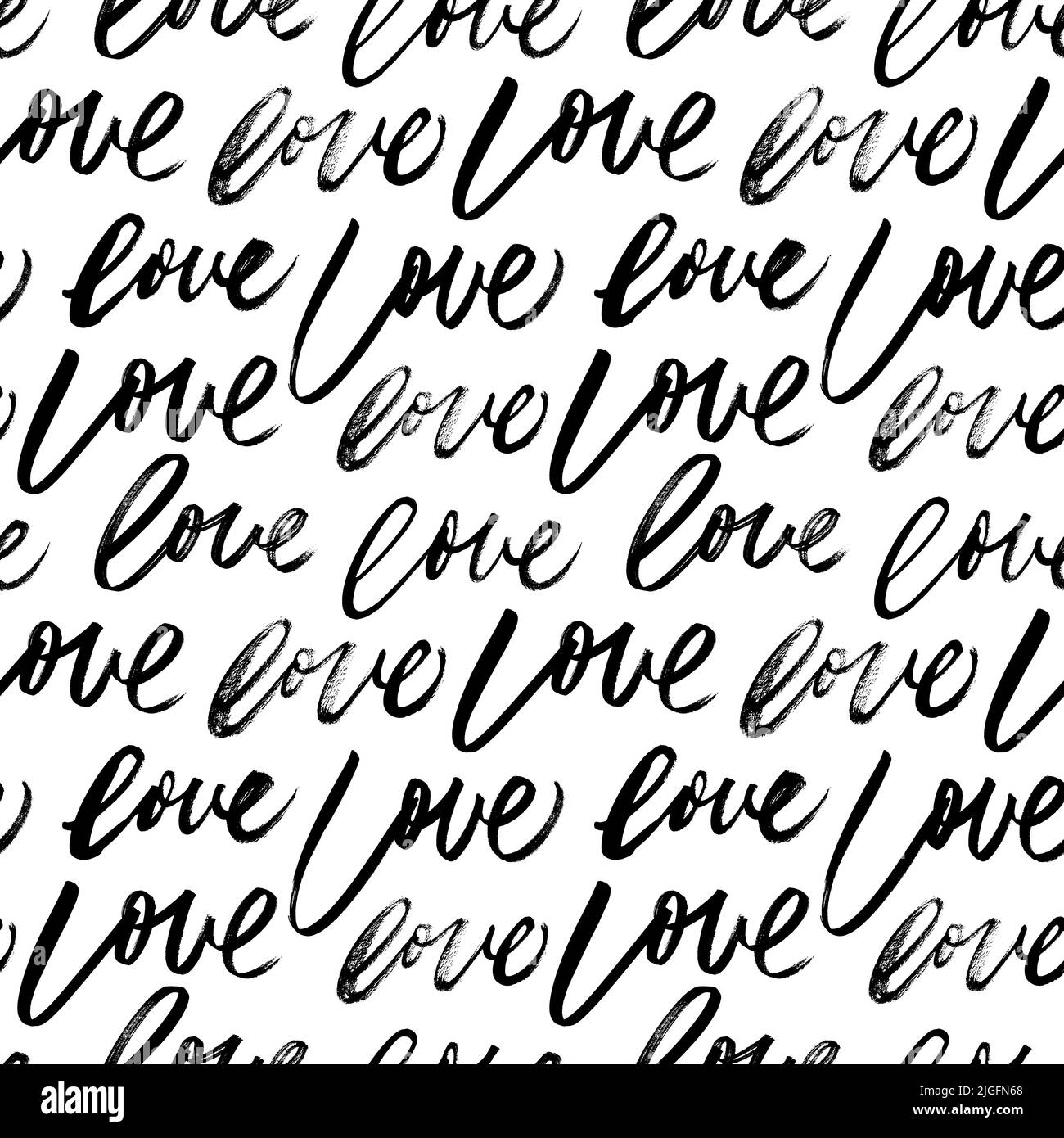 Love lettering hand drawn vector seamless pattern. Stock Vector