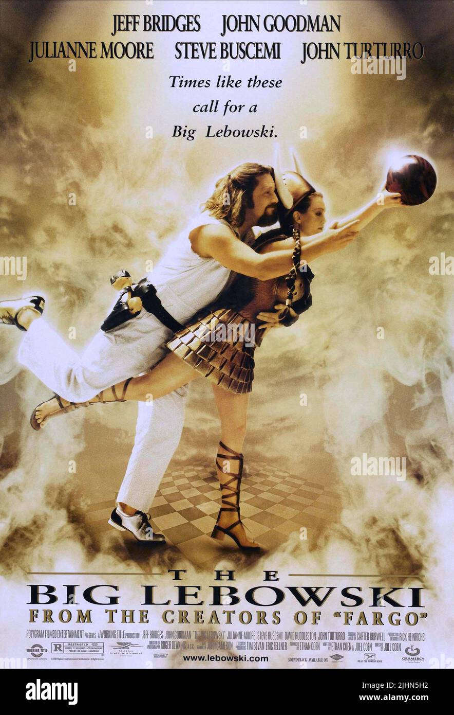 JEFF BRIDGES, JULIANNE MOORE POSTER, THE BIG LEBOWSKI, 1998 Stock Photo