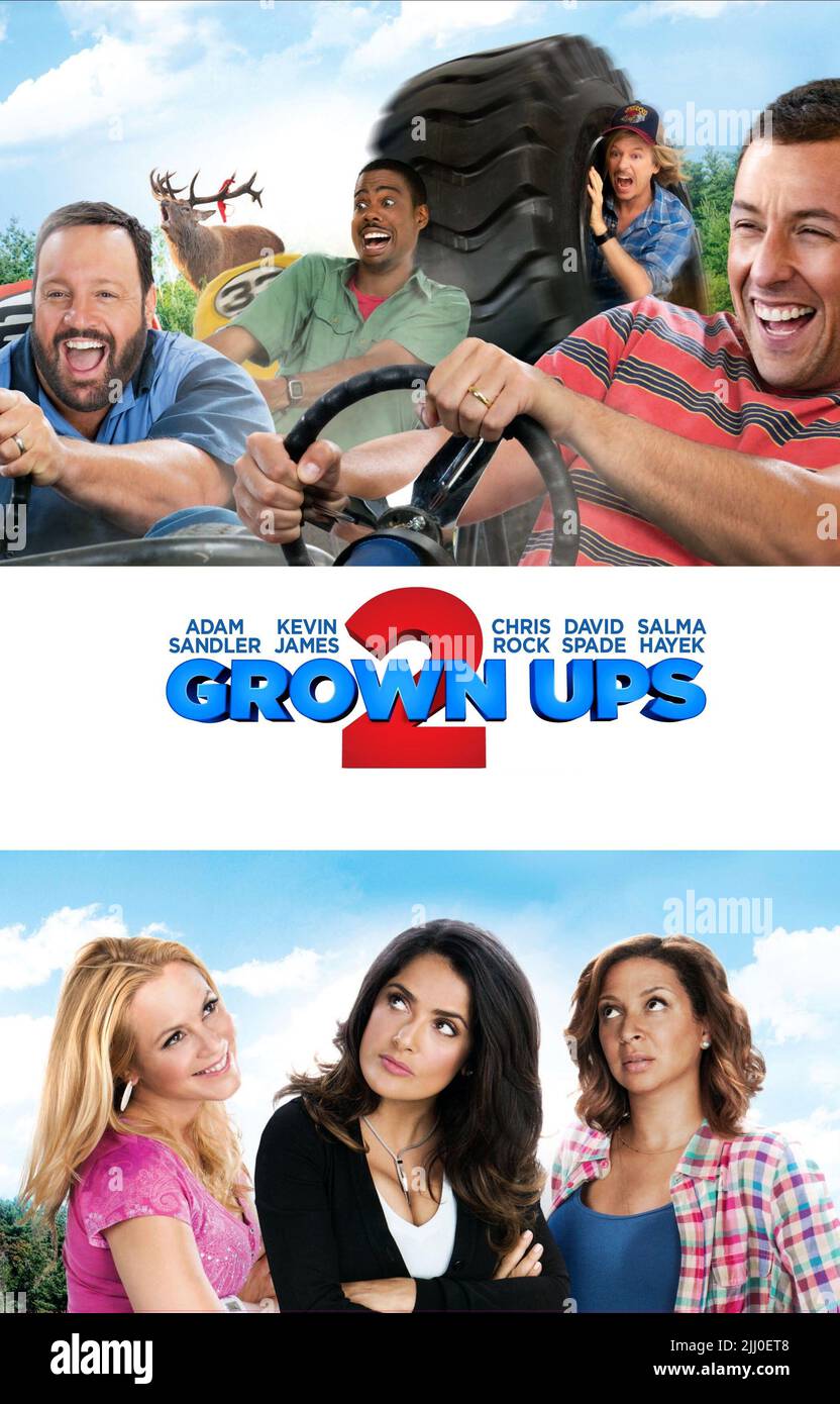 JAMES,ROCK,SPADE,SANDLER,BELLO,HAYEK,POSTER, GROWN UPS 2, 2013 Stock Photo