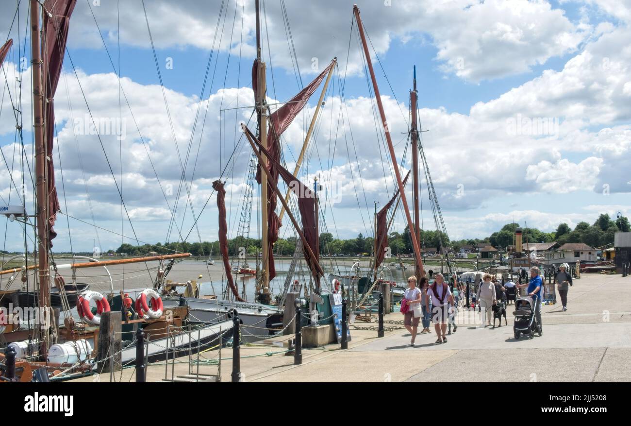 Views of Thames Barges moored at Hythe Quay Maldon Stock Photo