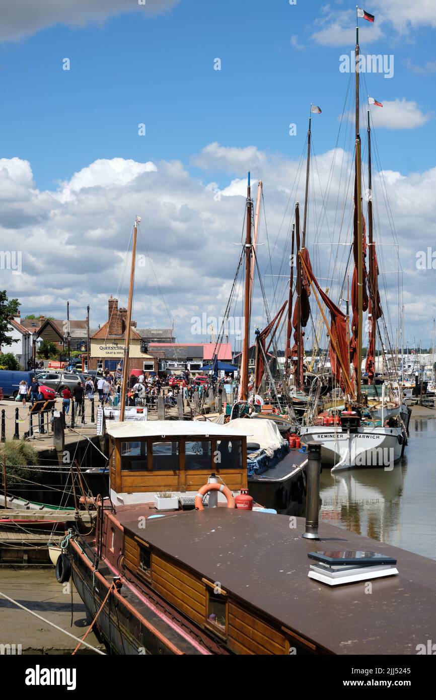 Views of Thames Barges moored at Hythe Quay Maldon Stock Photo