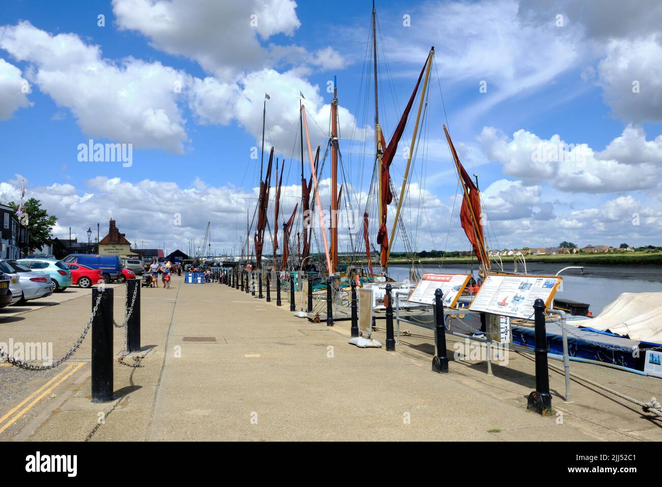 Views of Thames Barges moored at Hythe Quay Maldon Stock Photo